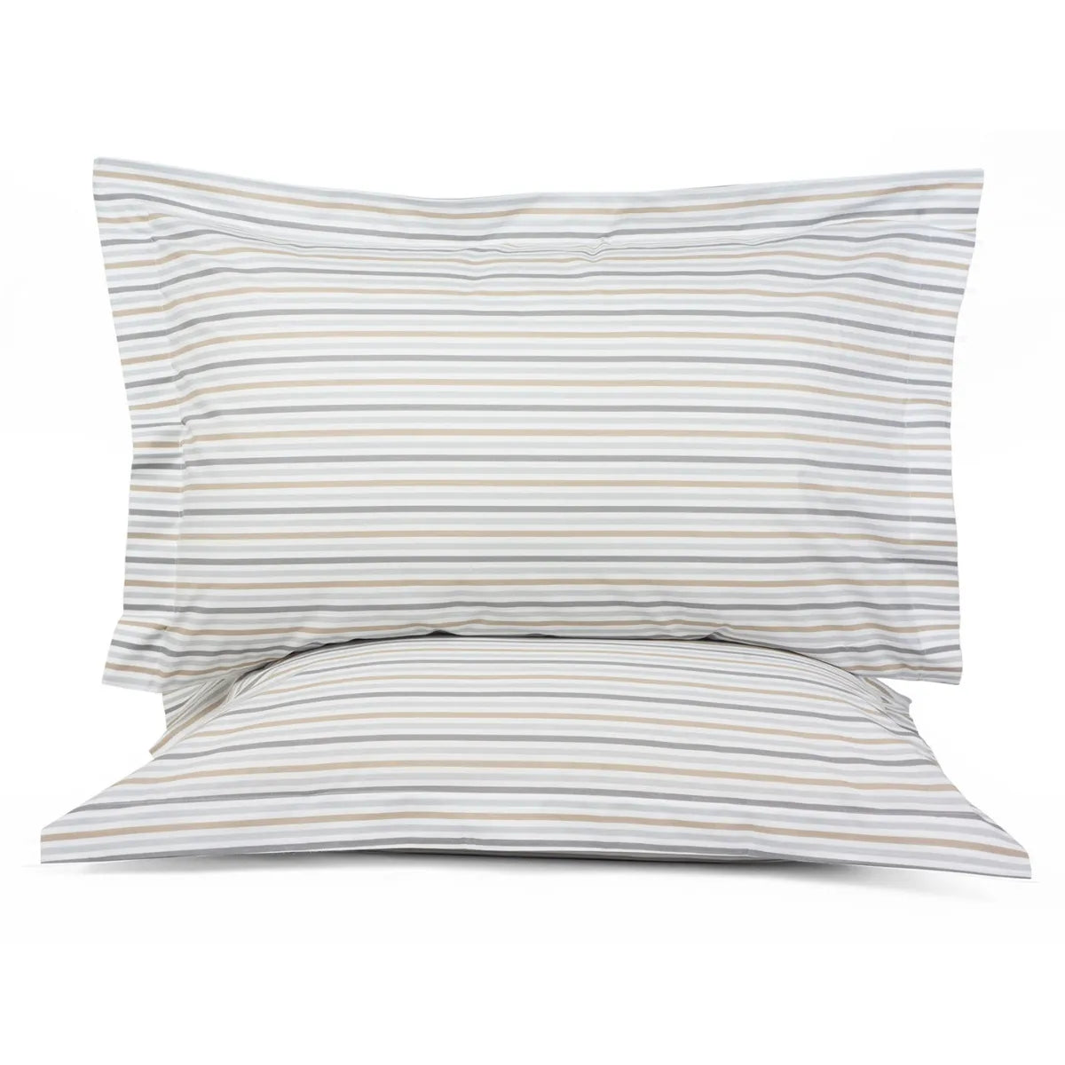 Coppia di federe con volani in cotone a righe Lara Cavalieri