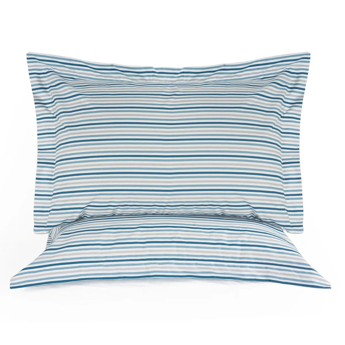 Coppia di federe con volani in cotone a righe Lara Cavalieri