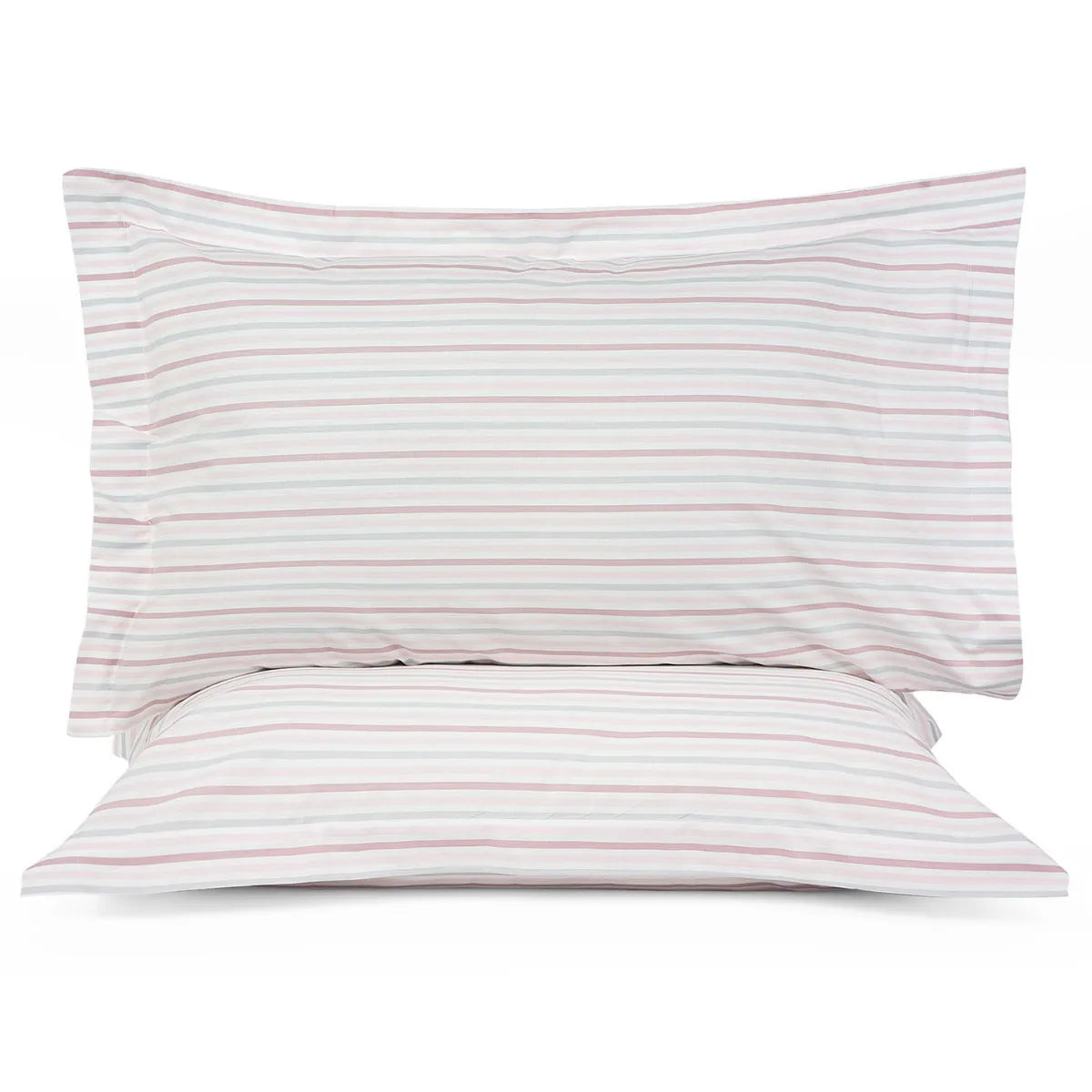 Coppia di federe con volani in cotone a righe Lara Cavalieri