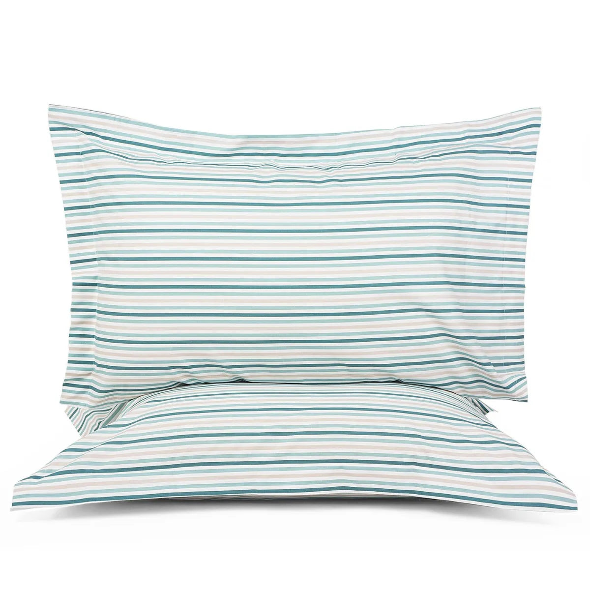 Coppia di federe con volani in cotone a righe Lara Cavalieri