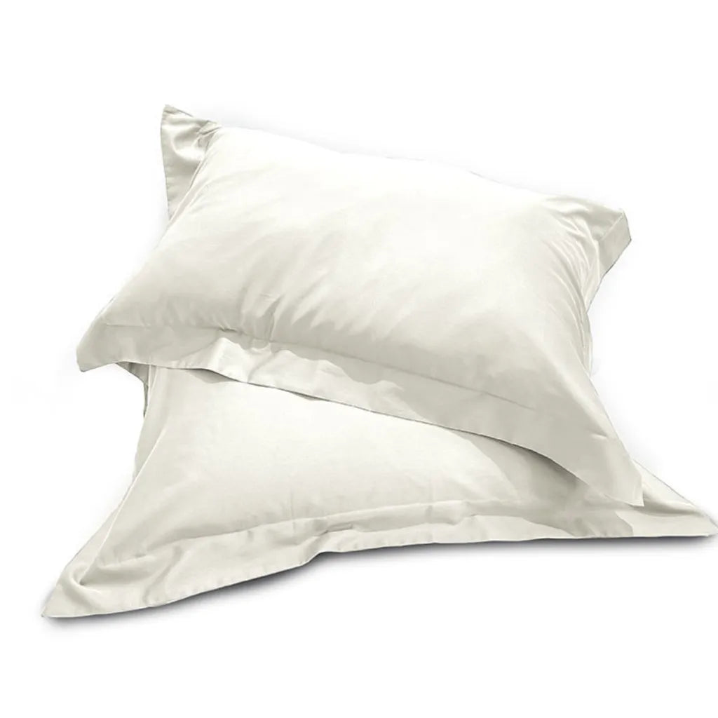 Coppia federe in raso di cotone 300TC colore avorio elegante e luminoso