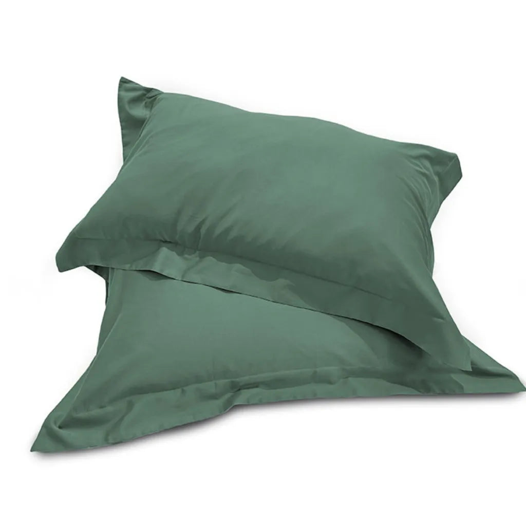 Coppia federe in raso di cotone 300TC colore bosco intenso e naturale