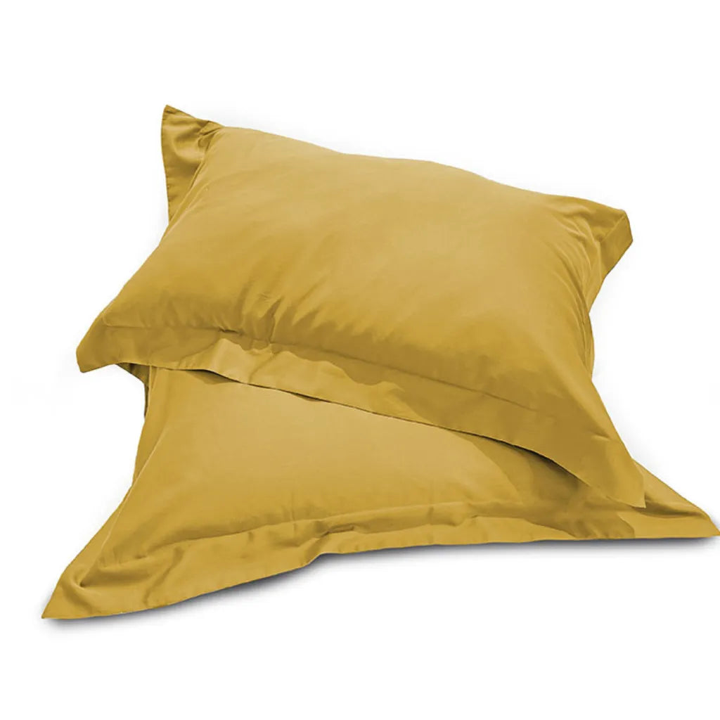 Coppia federe in raso di cotone 300TC colore ocra caldo e decorativo