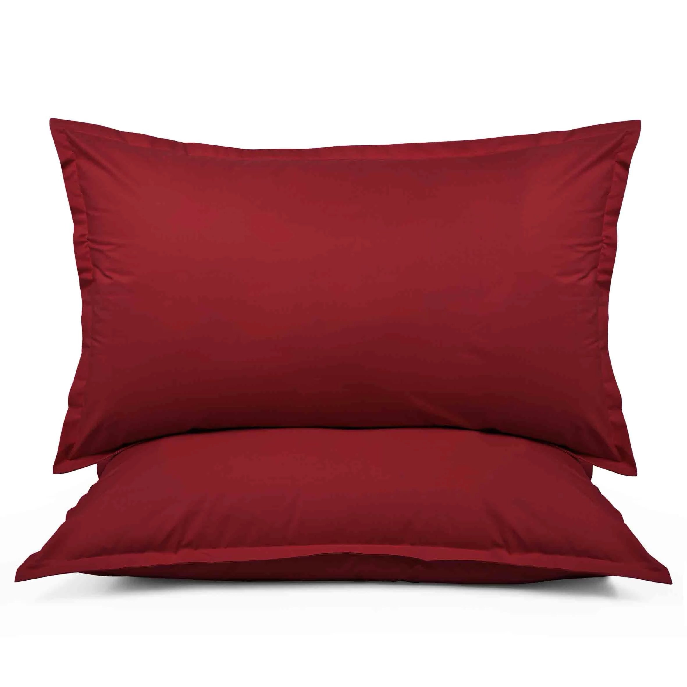Coppia di federe Prestige in percalle colore Bordeaux