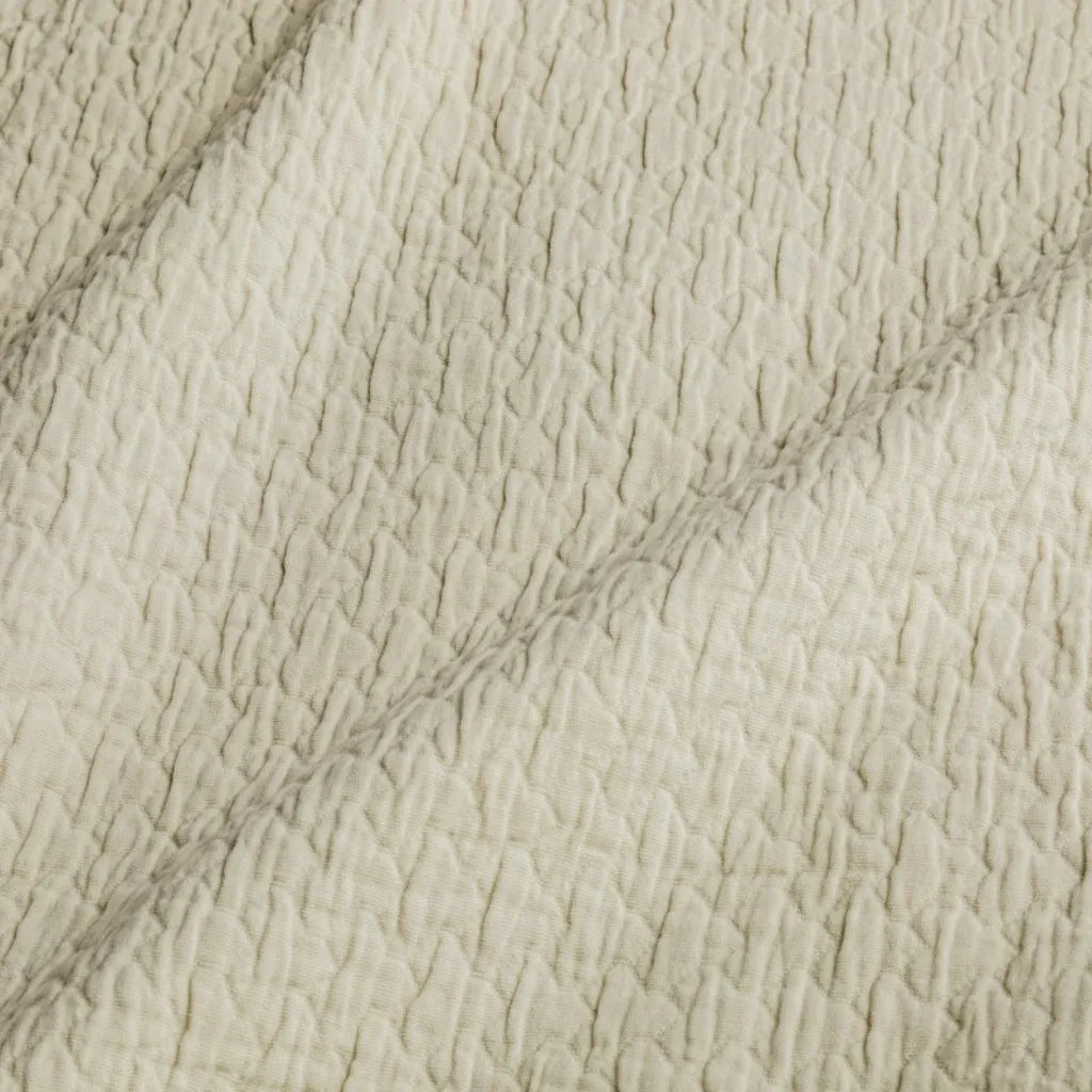Copriletto in cotone stone washed con frange 180x260 colore Avorio