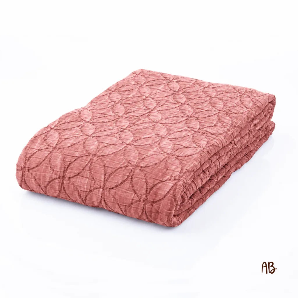 Copriletto in cotone stone washed impunturato 260x260 colore Rust