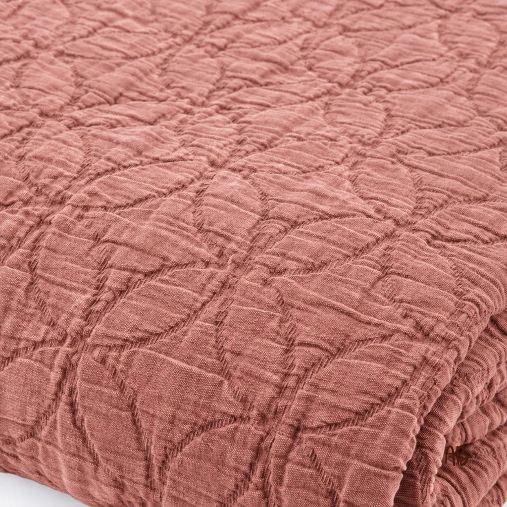 Copriletto in cotone stone washed impunturato 260x260 colore Rust