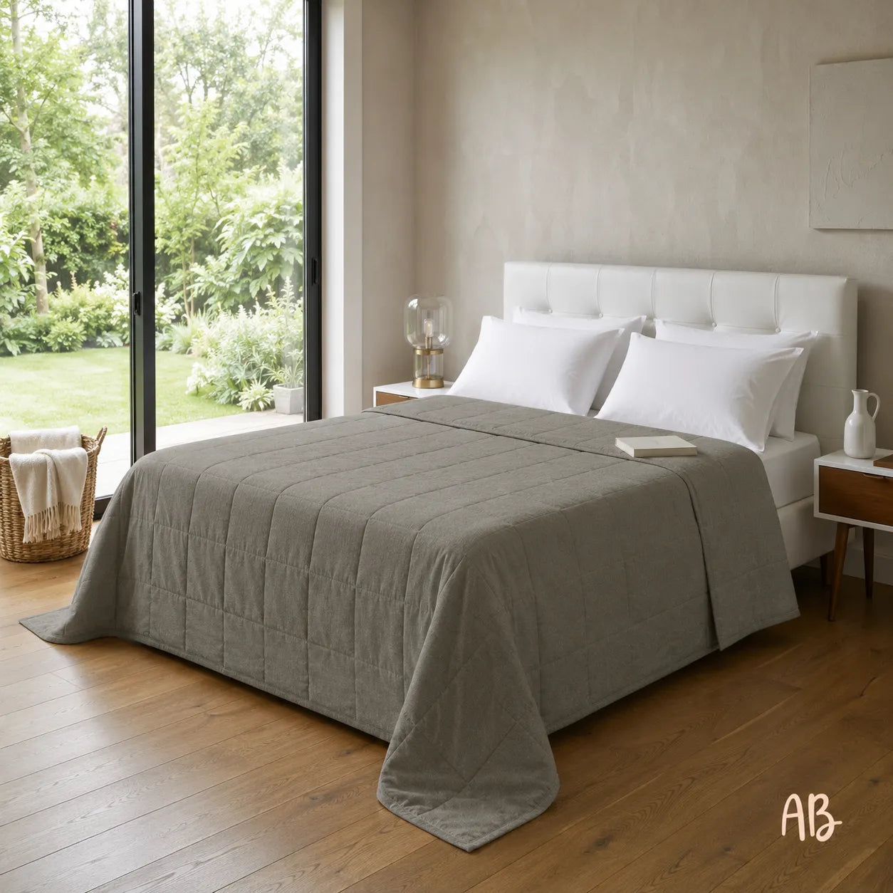 Copriletto in lino 260x260 colore Antracite