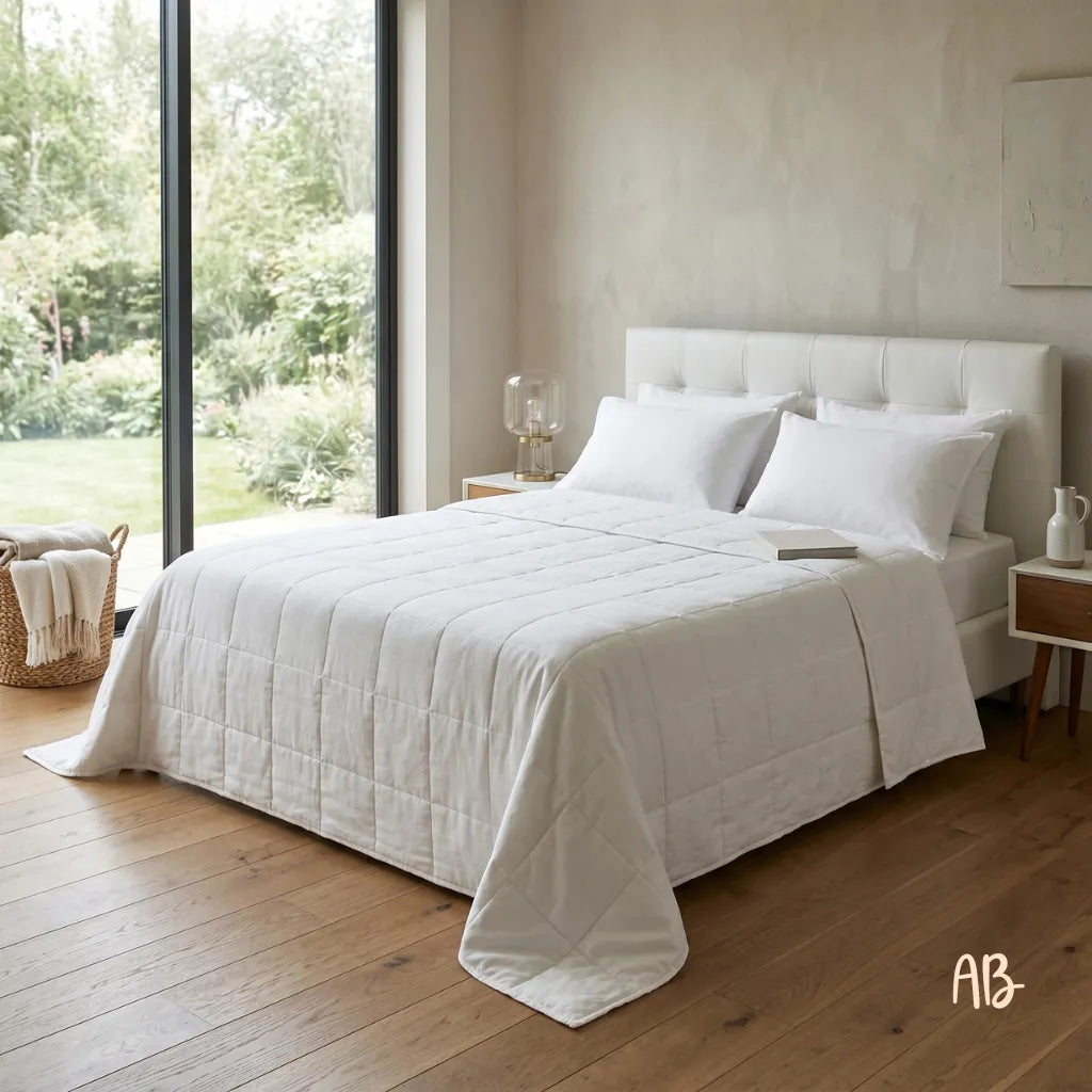 Copriletto in lino 260x260 colore Bianco