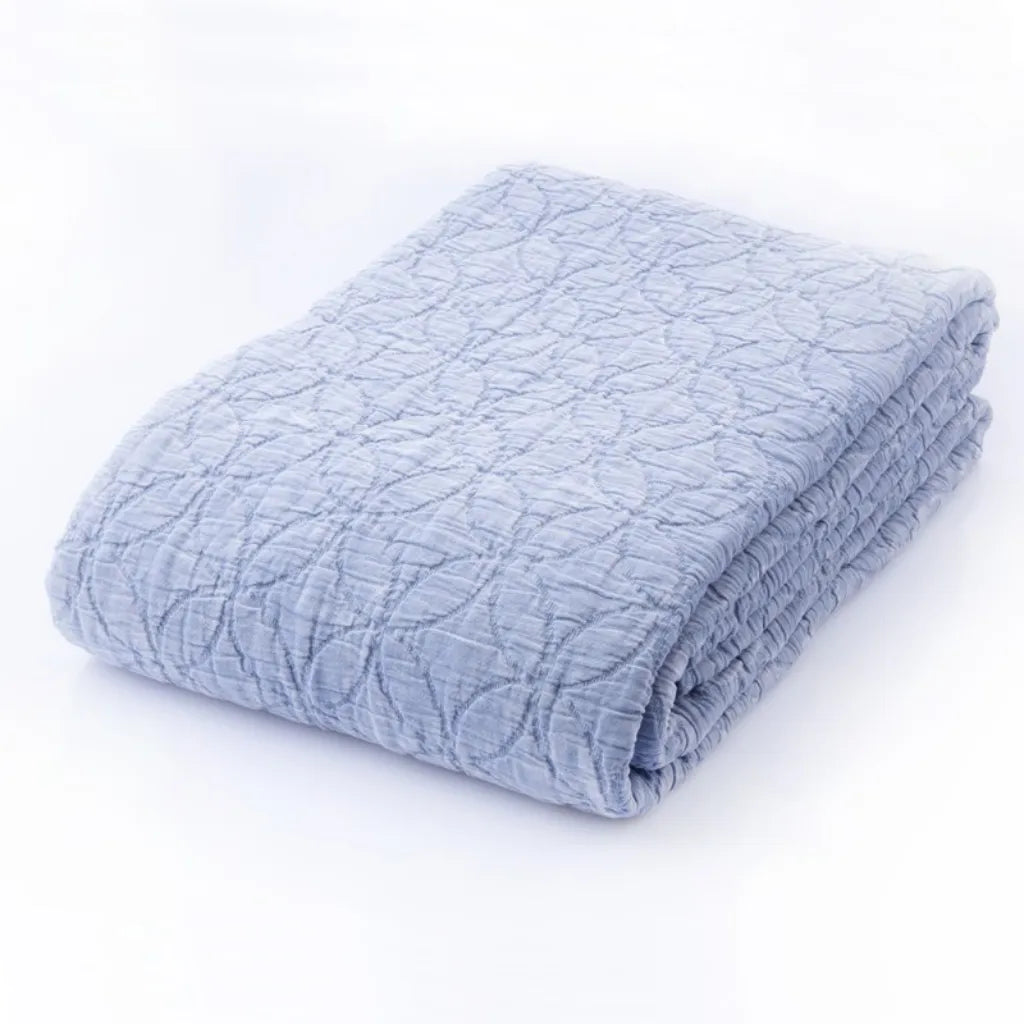 Copriletto in cotone stone washed impunturato 260x260 colore Blu