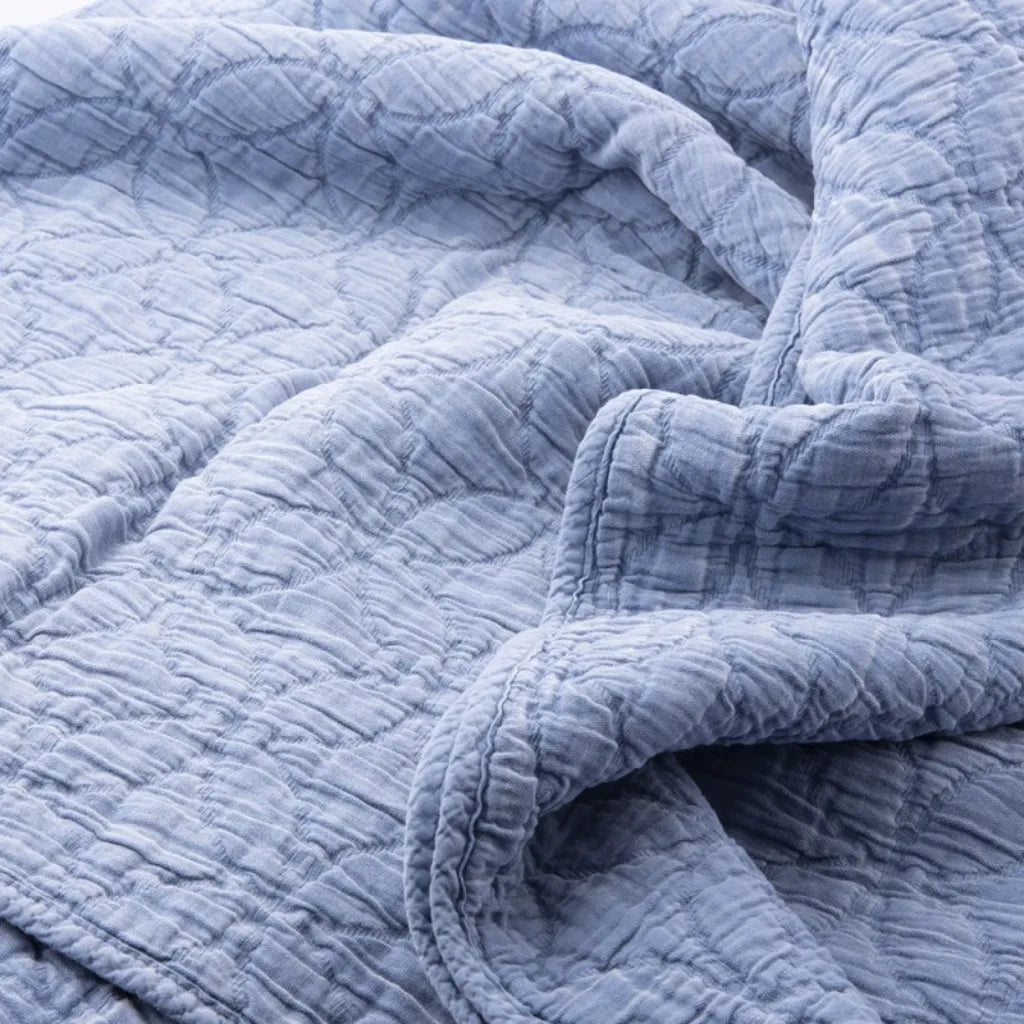 Copriletto in cotone stone washed impunturato 260x260 colore Blu