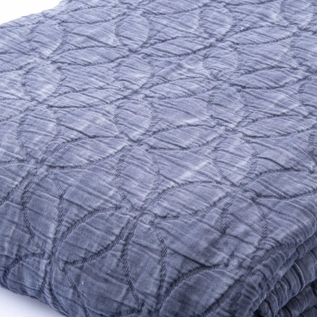 Copriletto in cotone stone washed impunturato 180x260 colore Grigio