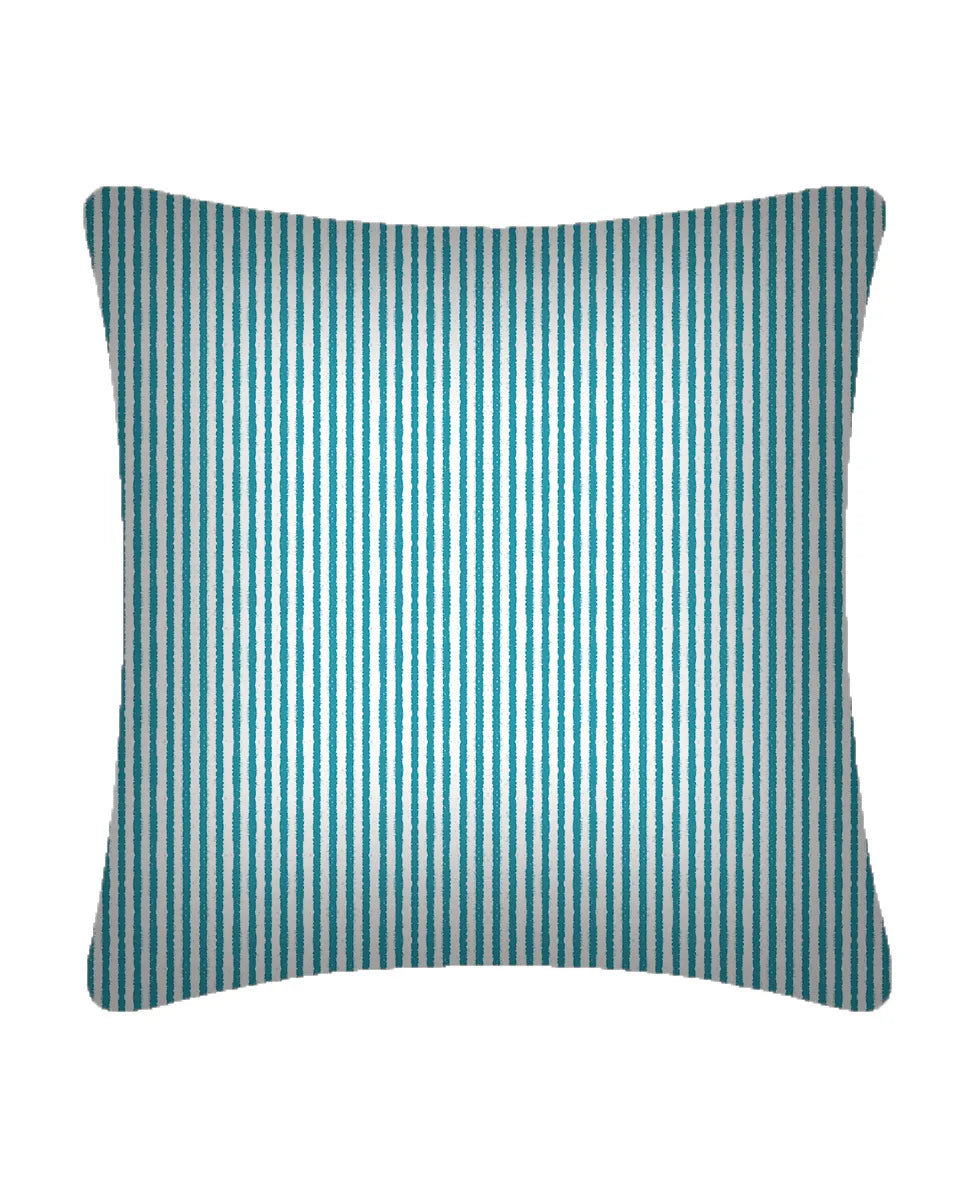 Cuscino arredo 42x42 a righe in raso Ibiza colore Pavone