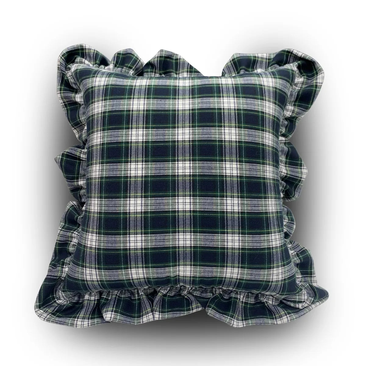 cuscino con voulants tartan colore verde