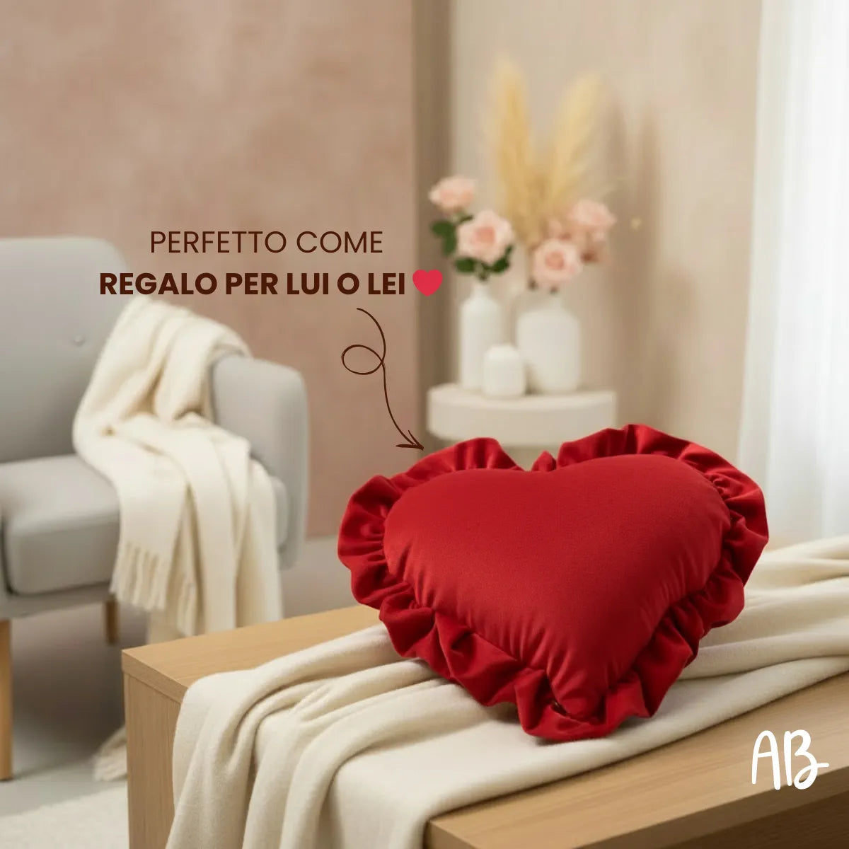 Cuscino a Cuore con frappa - San Valentino Edition