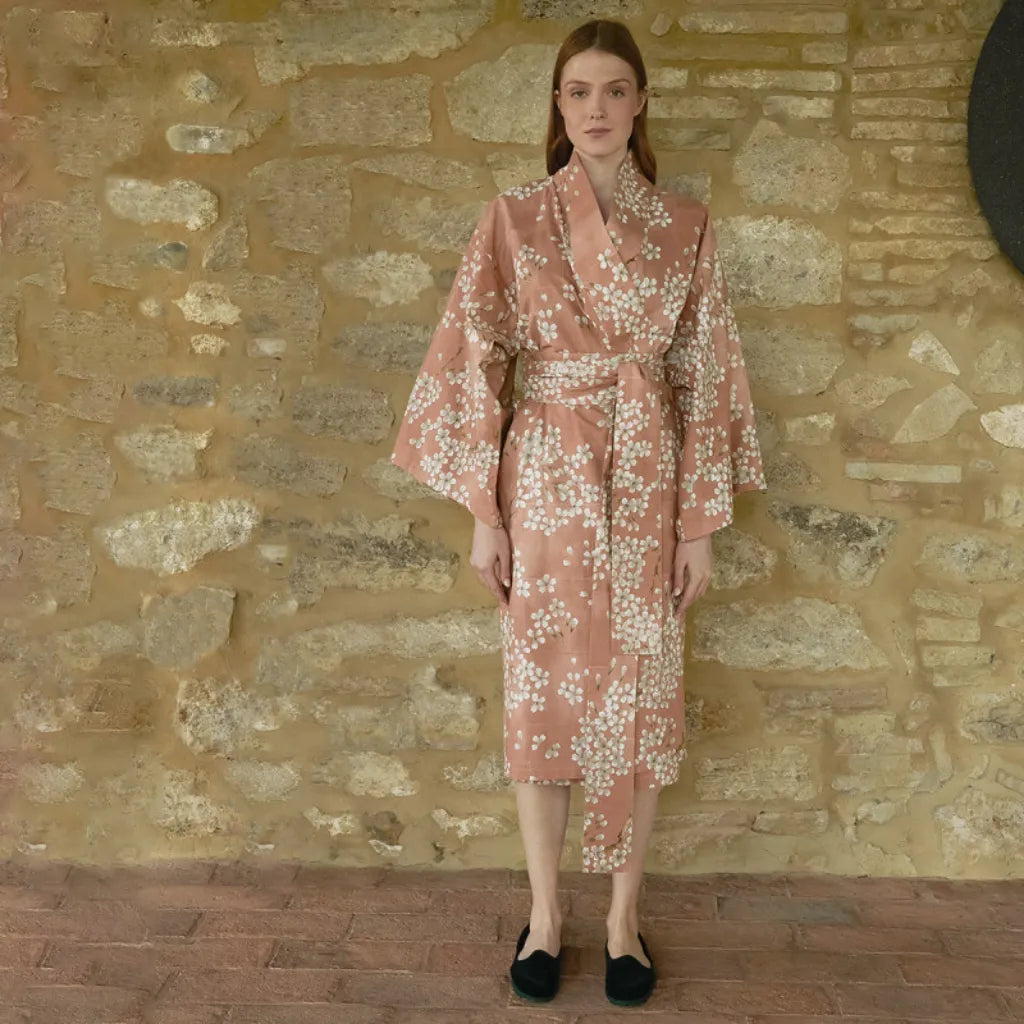 Kimono in tessuto Yukata colore Sandalo