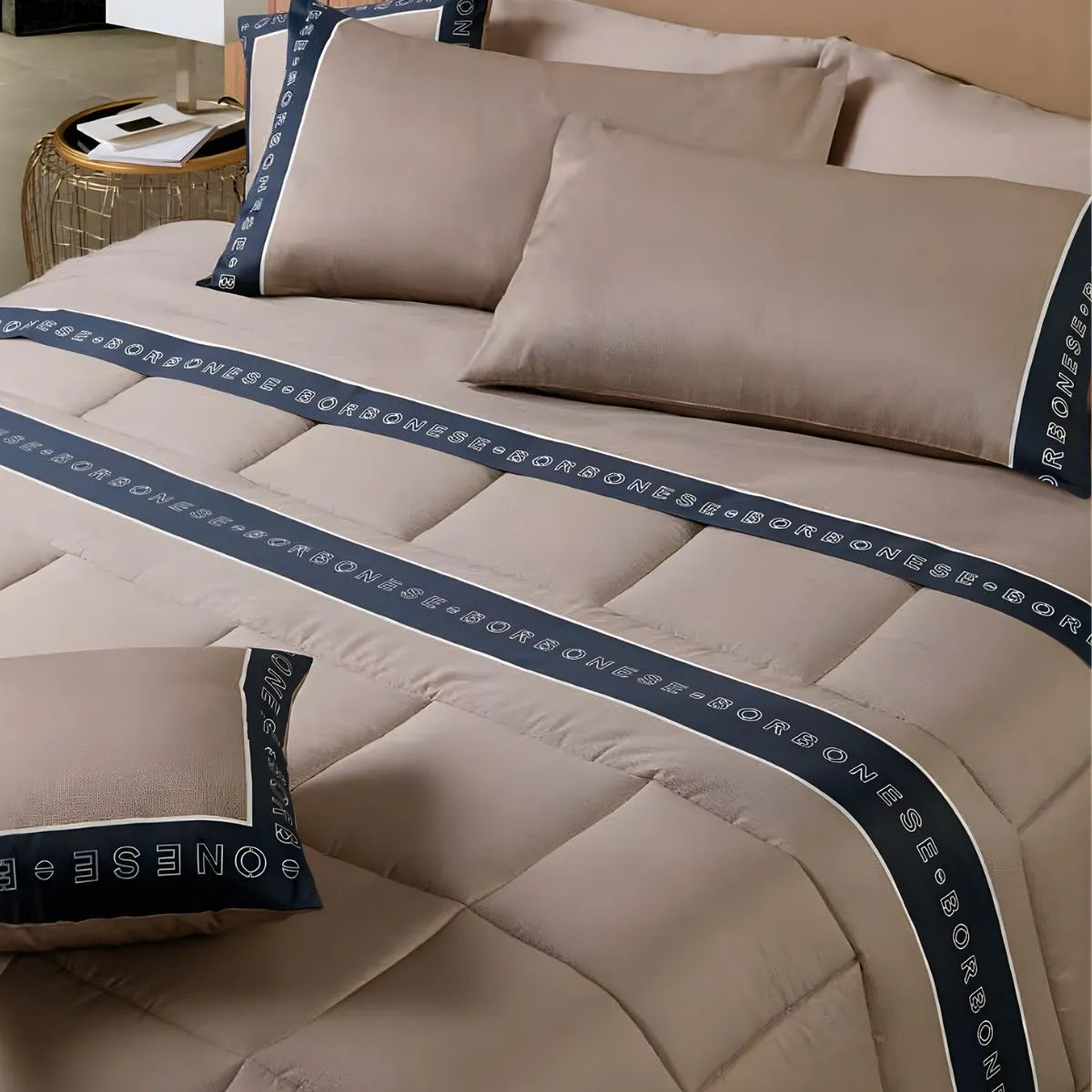 Completo lenzuola in Raso Outline Borbonese