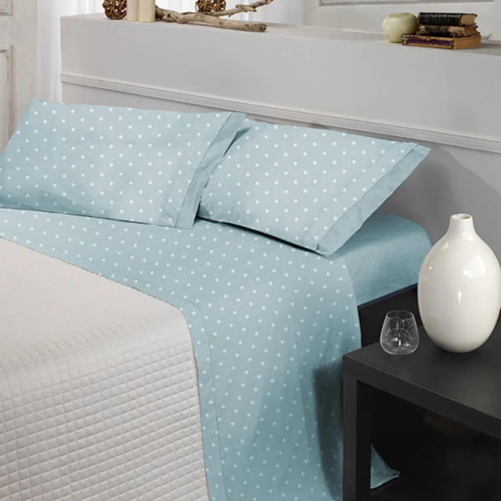 Completo lenzuola Giusy colore Pois Azzurro
