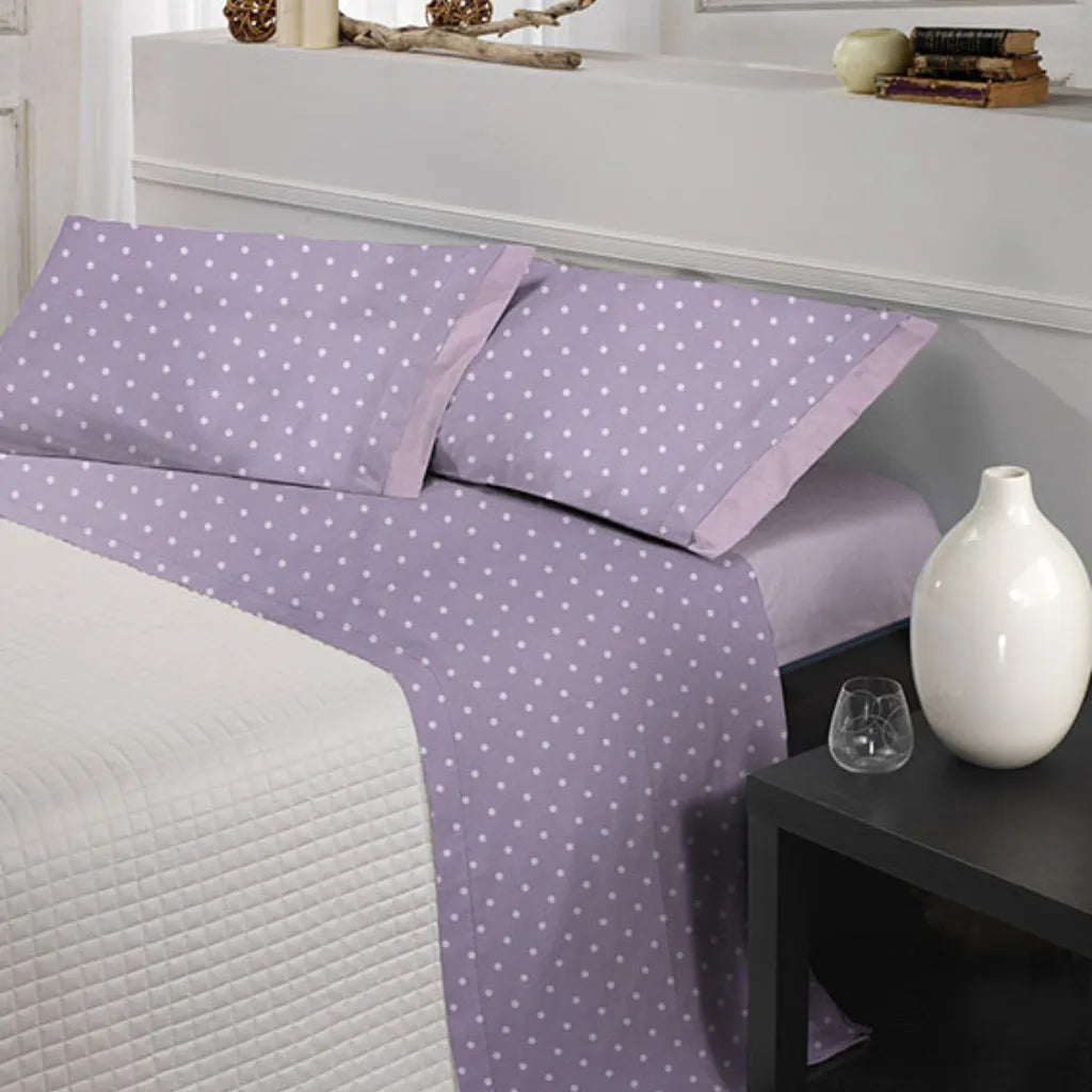 Completo lenzuola Giusy colore Pois Viola