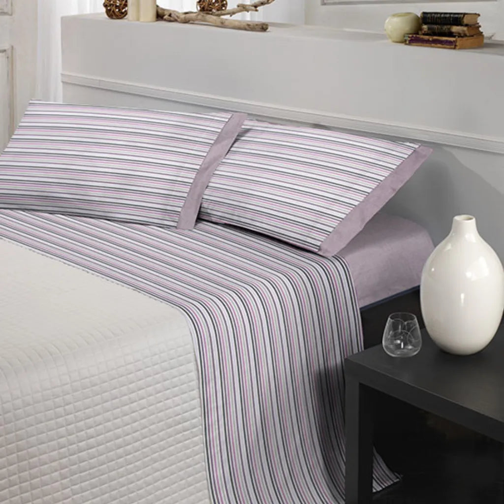 Completo lenzuola Giusy colore Righe-Glicine