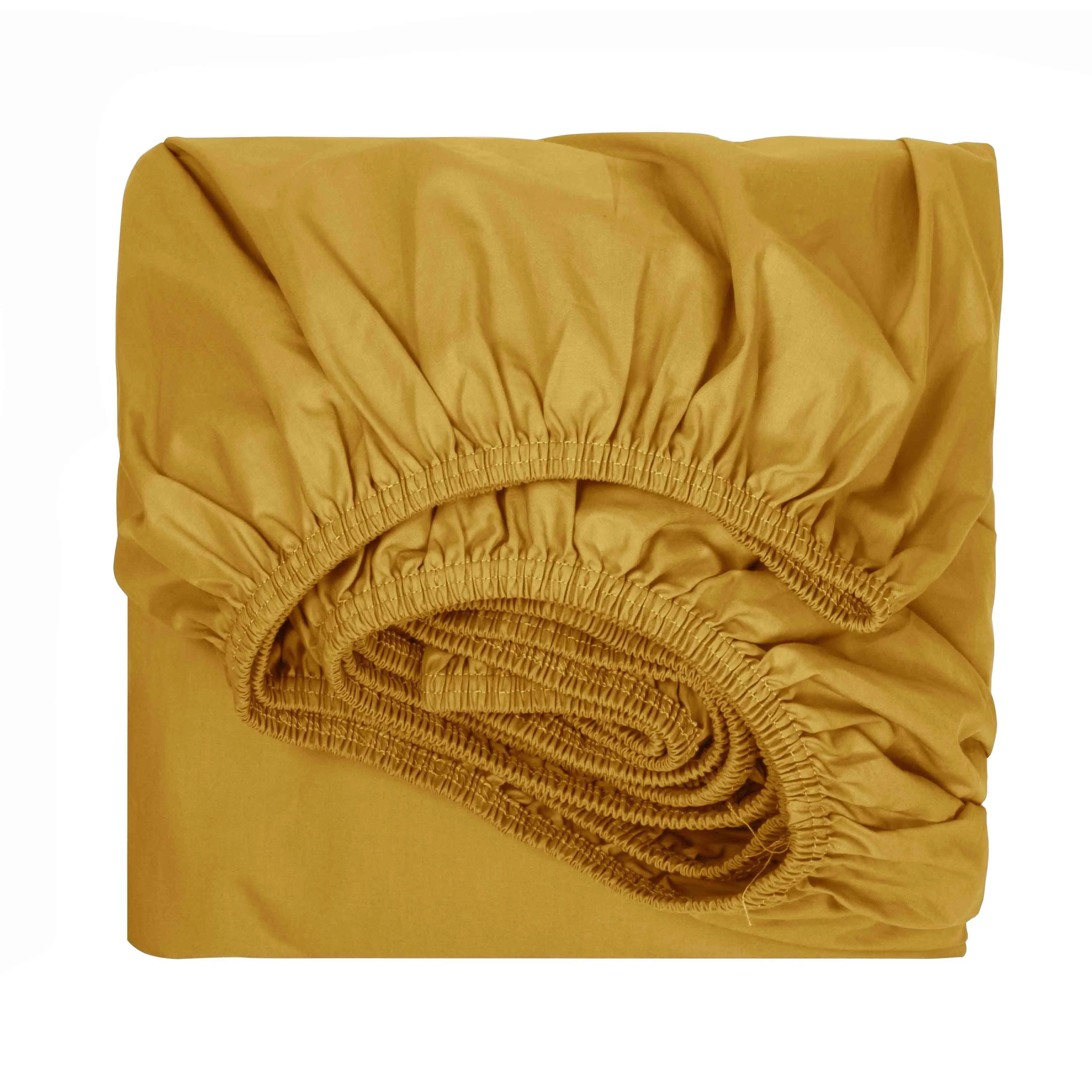 Lenzuola sotto con angoli Prestige in percalle colore Giallo