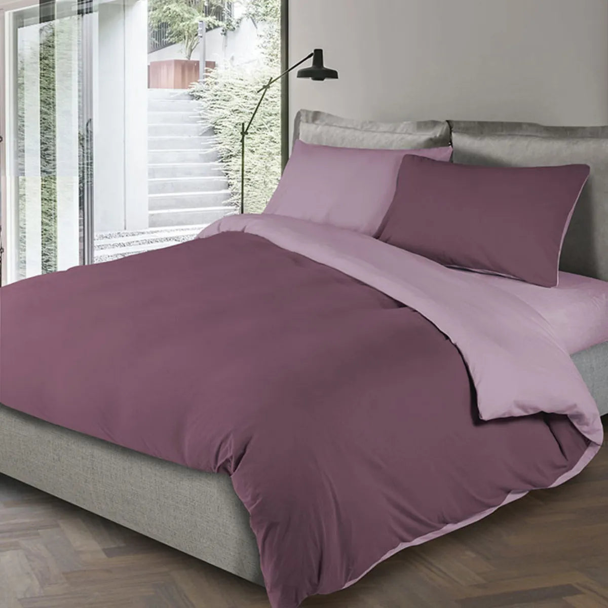 Completo copripiumino in jersey Logan Colore rosa scuro / rosa chiaro