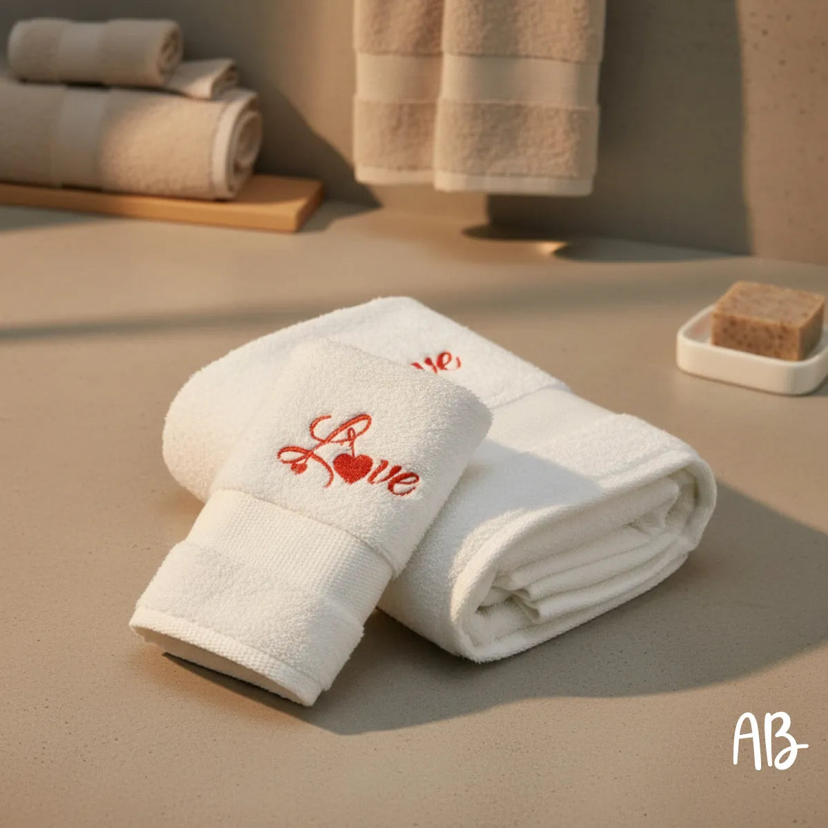 Set asciugamani con Ricamo Love - San Valentino Edition