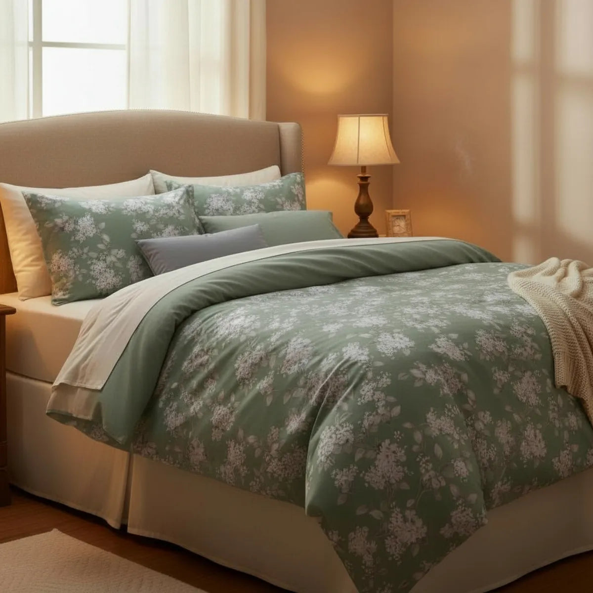 Parure Copripiumino in Percalle di Cotone Egiziano a fiori