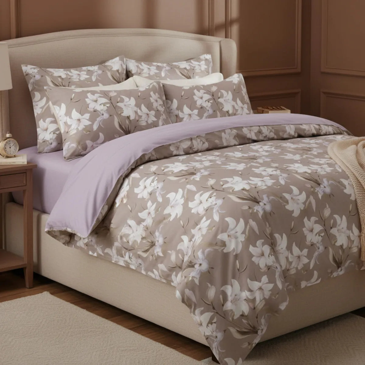 Parure copripiumino in Raso di cotone Egiziano a fiori