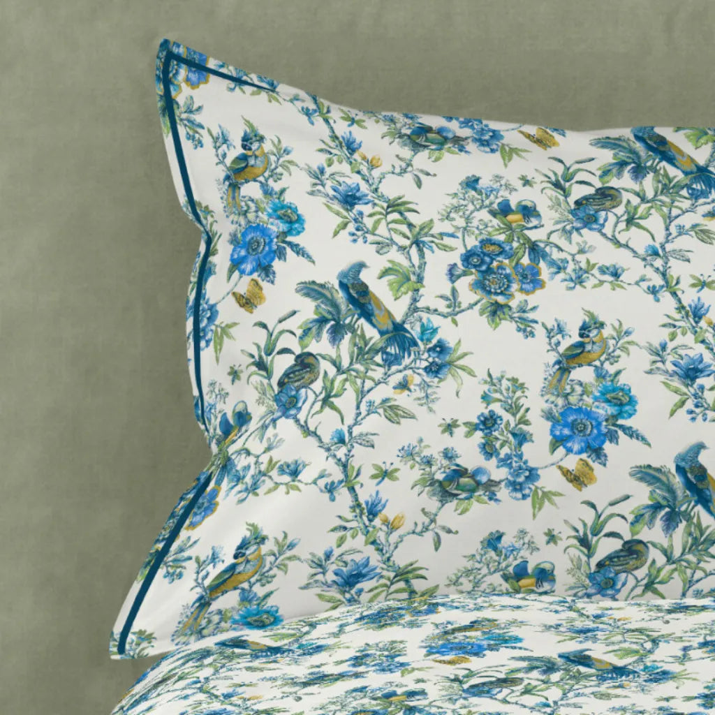 Parure copripiumino Birds Garden colore Blu/verde