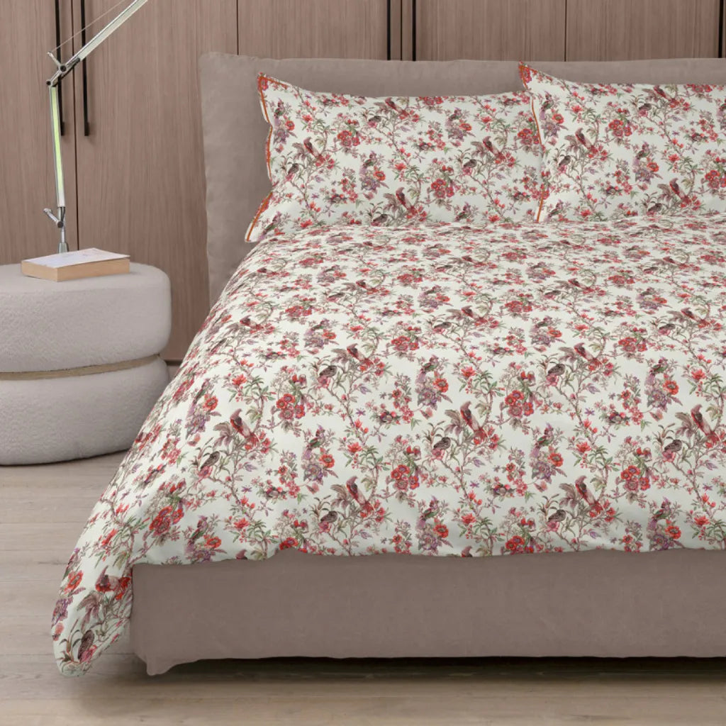 Parure copripiumino Birds Garden colore Sasso/copper
