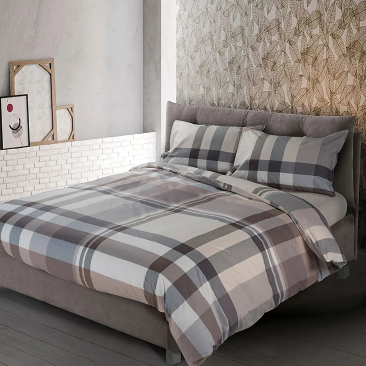 Parure Sacco Copripiumino in cotone tinto filo Madison - Scozzese colore naturale