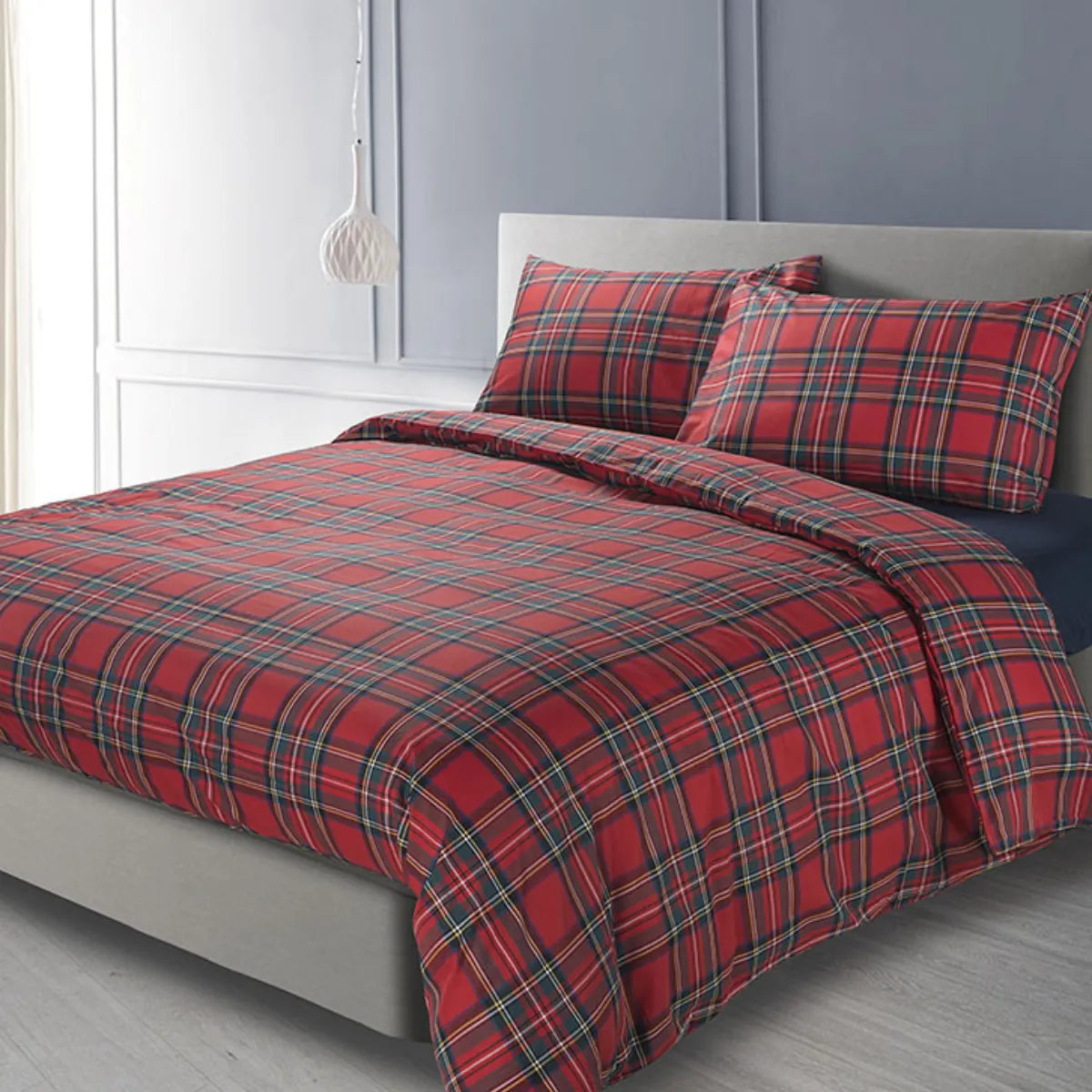 Parure Sacco Copripiumino in cotone tinto filo Madison - Scozzese colore rosso