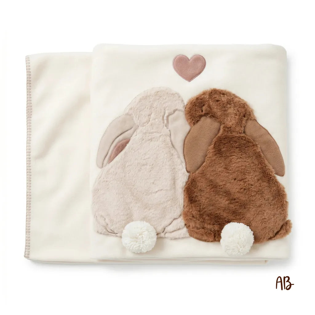 Plaid con Coniglietti vicini in pile panna 