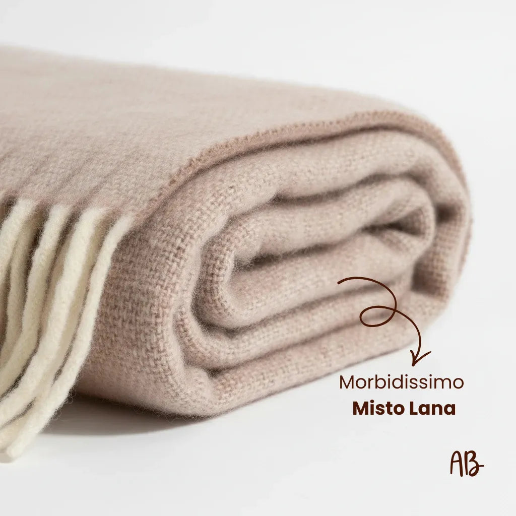 Plaid misto lana con frange