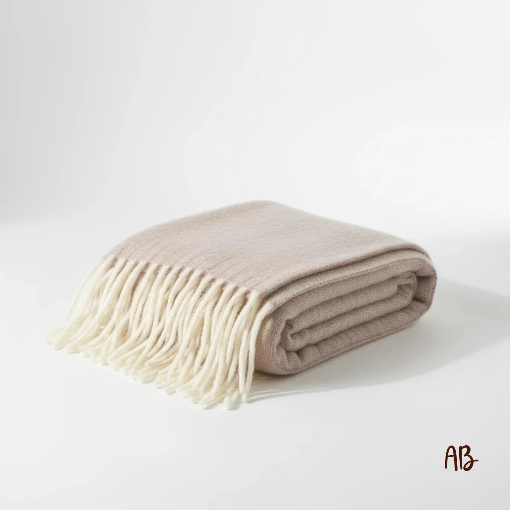 Plaid misto lana con frange