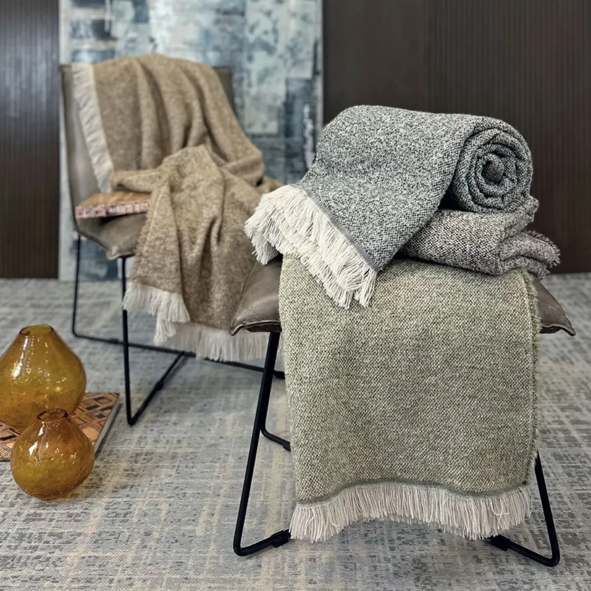 Plaid in maglia con frangie - Dondi