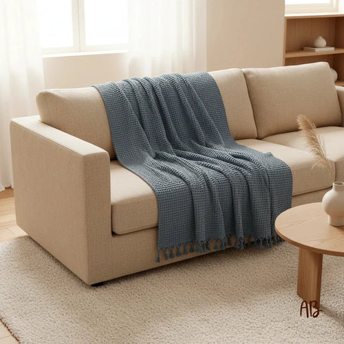 Plaid Lisbona in cotone a nido d'ape Denim