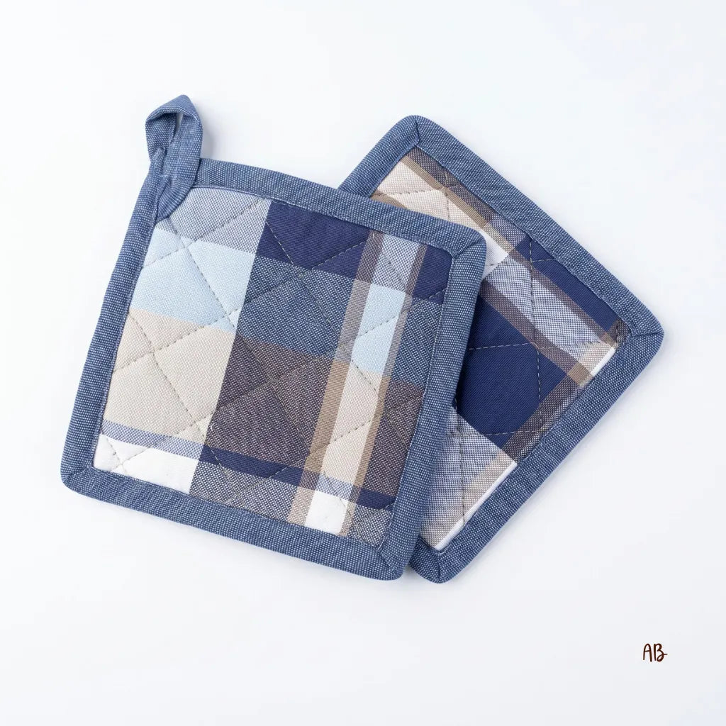 Set 2 presine Madison scozzesi colore Navy