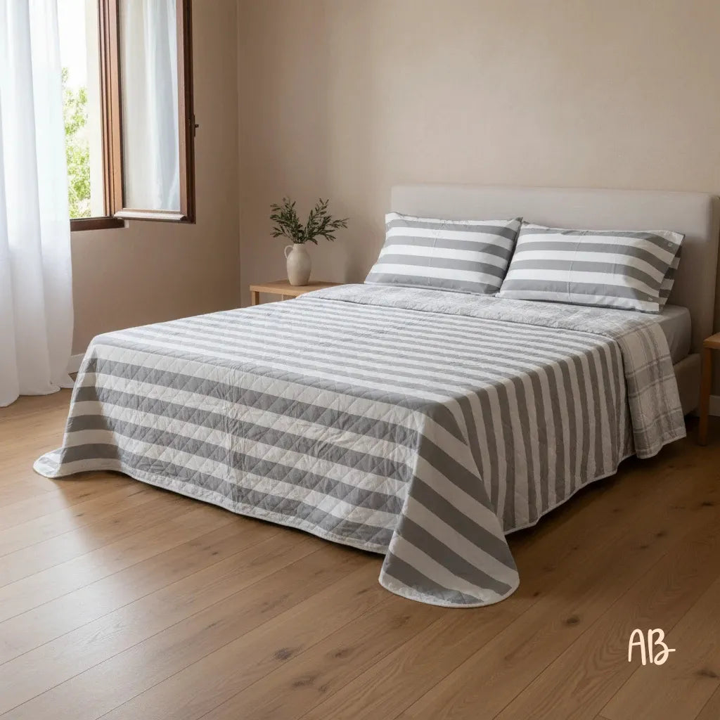 Trapuntino Lumiere double face in cotone Grigio