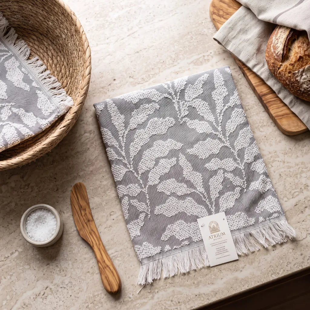 Strofinaccio almeida foglie colore Grigio