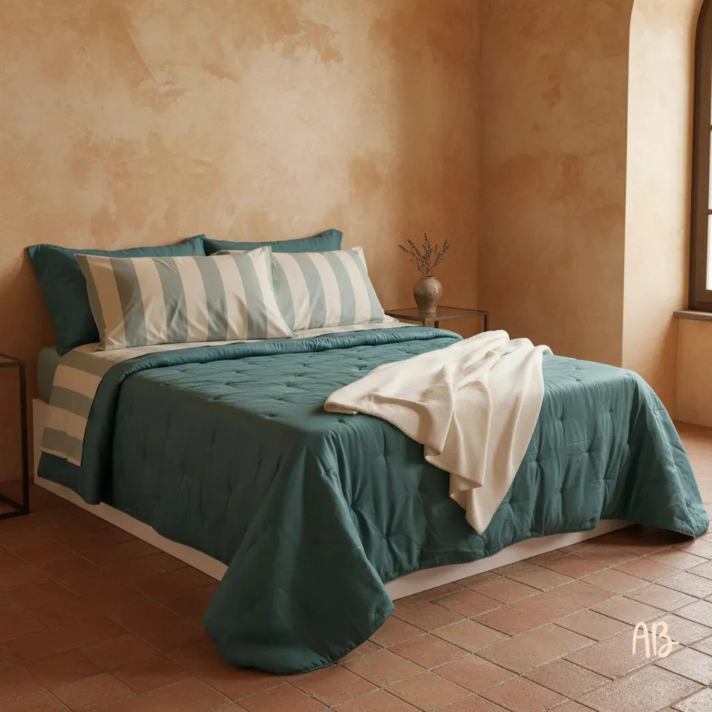 Letto allestito con trapunta 200gr