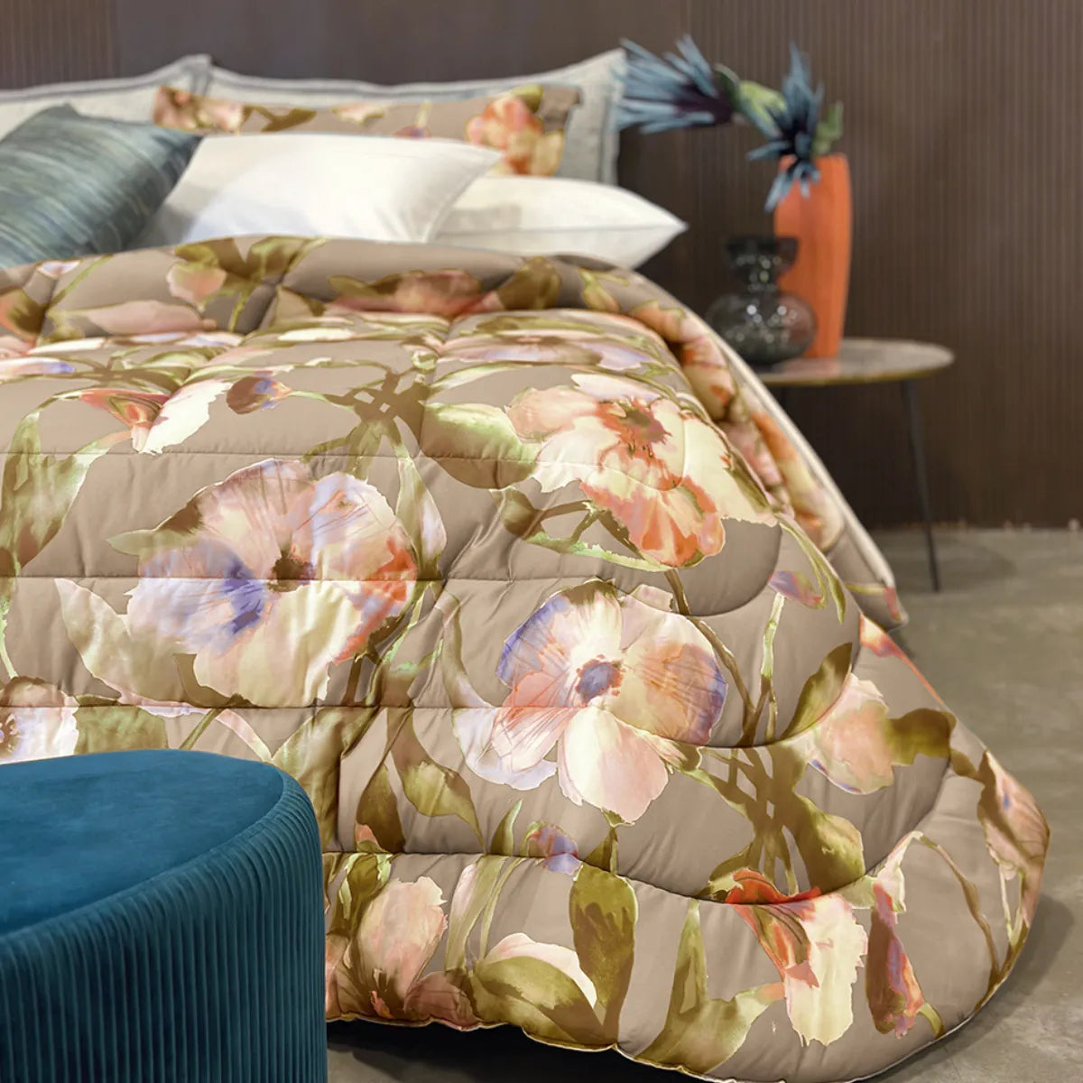 Trapunta fiorata in raso Dondi Afrodite