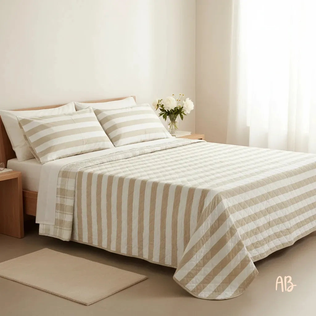 Trapuntino Lumiere double face in cotone Beige